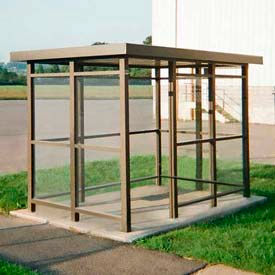 Heavy Duty Bus Smoking Shelter Flat Roof 4-Sided Left/Right Front Open 5' x 10' White
