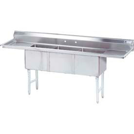 NSF Fabricated 3 Compartment Sink, 20L Left & Right Drainboards