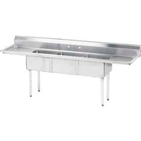 NSF Fabricated 3 Compartment Sink, 15L Left & Right Drainboards