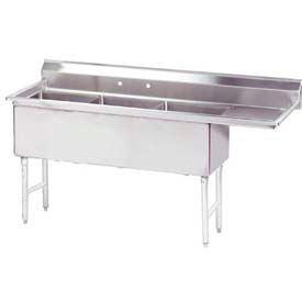 NSF Fabricated 3 Compartment Sink, 18L Right Drainboard