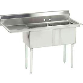 NSF Fabricated 2 Compartment Sink, 18 Left Drainboard