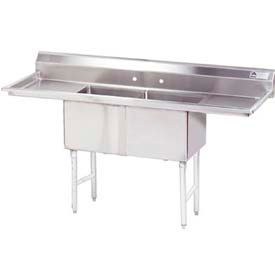 NSF Fabricated 2 Compartment Sink, 24Two Drainboard