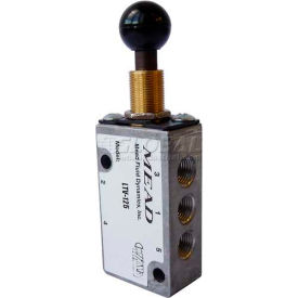 Air Valve LTV-125, 5 Port, 2 Pos, Manual, 1/8" NPTF Port, Knob Actuator, Air Spring Rtn