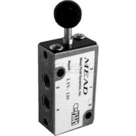 Air Valve LTV-130, 5 Port, 2 Pos, Manual, 1/8" NPTF Port, Knob Actuator, Detent Rtn