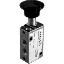 Air Valve, 5 Port, 2 Pos, Manual, 1/8" NPTF Port, Palm Actuator, Air Spring Rtn