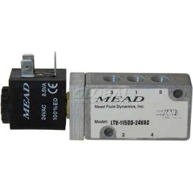 Air Valve, 5 Port, 2 Pos, Single, 1/8" NPTF Port, Air Spring Ret, 24VDC