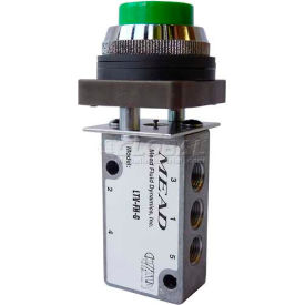 5 Port, 2 Pos, Manual Air Valve, 1/8" NPTF Port, Red Flush Head Actr