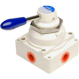 Hand Lever Valve, 4 Port, 3 Pos, 1/2" NPT, Closed Center
