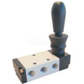 Hand Lever Valve, 5 Port, 2 Pos, Direct Acting Hand Lever Valve, 1/4" NPT