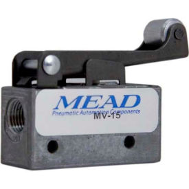 Air Valve, 3 Port, 2 Pos, Mechanical, 1/8" NPTF Port, Roller Leaf Actuator
