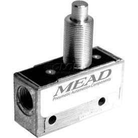 Bimba-Mead Air Valve, 3 Port, 2 Pos, Mechanical, 1/8" NPTF Port, Straight Plunger Actr