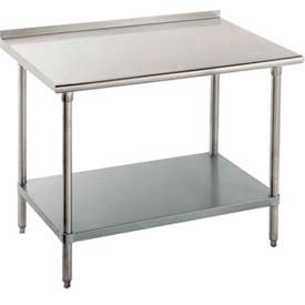 304 Stainless Steel Table, 72 x 30", Undershelf, 1-1/2" Backsplash, 14 Gauge