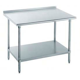 430 Stainless Steel Table, 24 x 30", Undershelf, 1-1/2" Backsplash, 16 Gauge