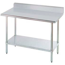 430 Stainless Steel Table, 96 x 30", Undershelf, 5" Backsplash, 16 Gauge
