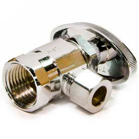 1/2" Chrome-Plated Compression FIP Inlet x 3/8" O.D. Multi-Turn Angle Valve - Lead Free