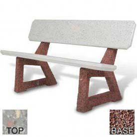 58" Residential Concrete Bench, Polished Gray Limestone Bench/Red Quartzite Frame