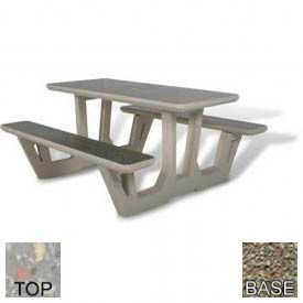58" Rectangular Picnic Table, Concrete, Gray
