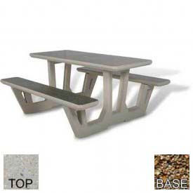 58" Rectangular Picnic Table, Concrete, Tan
