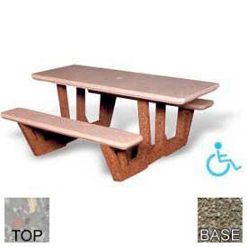 68" Rectangular Picnic Table, Concrete, ADA Compliant, Gray