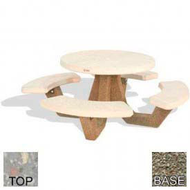 42" Round Picnic Table, Concrete, Gray