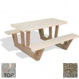 38" Rectangular Picnic Table, Concrete, Gray
