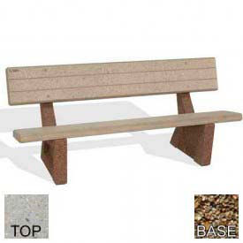 72" Commercial Concrete Bench, Polished Tan River Rock Bench/Tan River Rock Frame