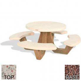 42" Round Picnic Table, Concrete Top/Red Frame