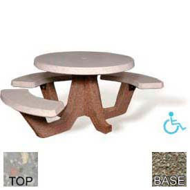 42" Round Picnic Table, Concrete, ADA Compliant, Gray