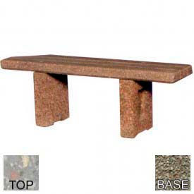 48" Commercial Flat Concrete Bench, Polished Gray Limestone Frame