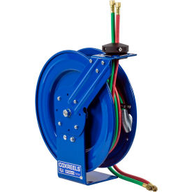 1/4"x25' 200 PSI Spring Retractable Steel Welding Cable Reel W/ T-Grade Hose