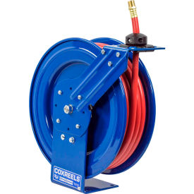 Spring Rewind Hose Reel For Air/Water: 1/2" I.D., 50' Hose, 300 PSI