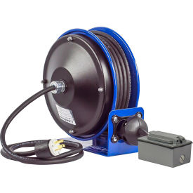 Compact Efficient Heavy Duty Power Cord Reel w/Duplex GFCI Metal Recept, 12 Ga.