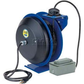 Safety Spring Rewind Power Cord Reel Duplex Industrial recept 50' Cord 12AWG