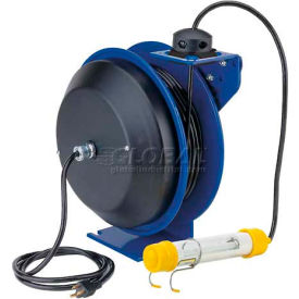 Power Cord Spring Rewind Reel: Fluor. Tube Light, 50' Cord, 16 AWG