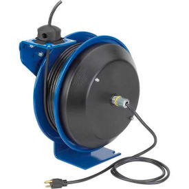 Power Cord Spring Rewind Reel: Less Accessory, 50' Cord, 10 AWG