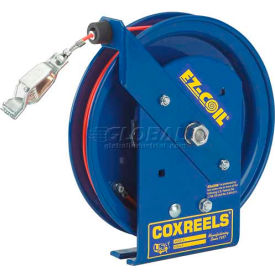 Safety Spring Rewind Static Discharge Cord Reel, 50' Cord, w/50A Ground Clamp