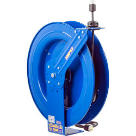 Safety Series Spring Rewind Power Cord Reel: Single Recept 100' Cord 16 AWG