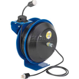 Safety Spring Rewind Power Cord Reel Single Industrial recept 50' Cord 12AWG