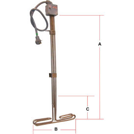Immersion Tank Heater, 1440W 120V 316 Stainless - 6 Foot Cord