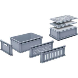 Stacking Container, 24"L x 16"W x 8-11/16"H, Silver Gray, Polypropylene