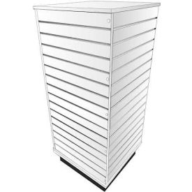 Slatwall Cube Display Fixture-White with Spinner Base and Casters