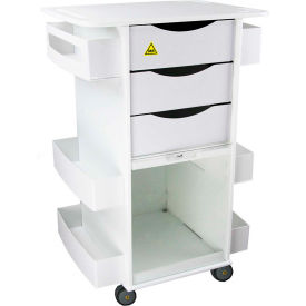 White MRI Core DX Lab Cart with Clear Sliding Door, 23"W x 19"D x 33"H