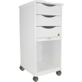 White MRI Core SP Lab Cart with Clear Sliding Door, 15"W x 19"D x 33"H