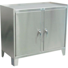 Heavy Duty Stainless Steel Cabinet with 2 Doors, 16 Gauge, 36"W x 18"D x 35"H, Silver