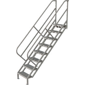 8 Step Industrial Access Stairway Ladder, Grip Strut