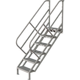 6 Step Industrial Access Stairway Ladder, Grip Strut