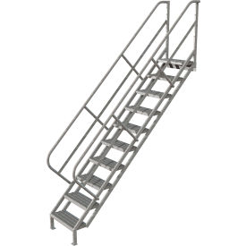 10 Step Industrial Access Stairway Ladder, Grip Strut