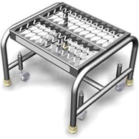 Mobile Aluminum Step Stand w/ Grip Strut Top Step & 16"W Platform - WLAR001165