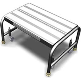 Mobile Aluminum Step Stand w/ Solid Ribbed Top Step & 24"W Platform - WLAR001244