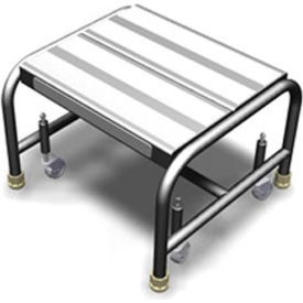 Mobile Aluminum Step Stand w/ Solid Ribbed Top Step & 16"W Platform - WLAR001164